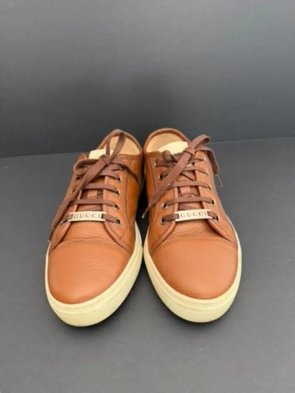 Gucci Brown Leather Miro Soft Low Top Sneakers Size 39